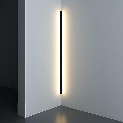 Modern LED Wall Mounted Corner Lamp Black Long Strip Wall Sconce Indoor Linear Wall Light Bar Acrylic Shade Aluminum Minimalism Wall Lamp for Living Room Bedroom Hallway Gaming Room Hopeful