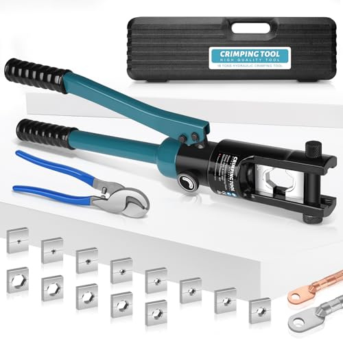 Hydraulische Presszange | 16 Ton Crimpzange Zange Für 8-300 mm² | Kabelschuhzange mit Kabelschere | 13 Pairs of Dies (Crimpzange(8-300mm²) | Hydraulische Zange für Crimpe