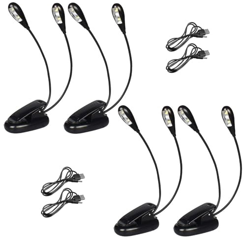 Cerioll Notenständer LED-Licht, 4 Stück LED Notenpultleuchte, Notenpultleuchte Klemmlampe, Für Klavierständer, Notenständer