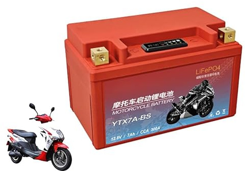 HJGHY 12,8 V 7 Ah, 5 Ah, 14 Ah, 9 Ah LiFePO4 Motorradbatterie, 12 V Motorrad-Starterbatterien, 12 V Lithium-Powersport-Batterie mit BMS und Display, 200–500A