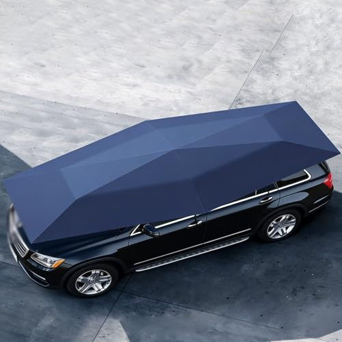 Tente de Voiture Portable, Parasol De Voiture Automatique avec Télécommande, Carport Rétractable Carport Tente De Voiture Pliable, Imperméable, Anti-UV, pour Tous Les Types De Voitures. Blue-5.2