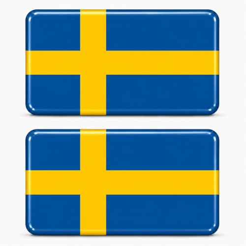 3D Länderflaggen Aufkleber Sticker Emblem Flagge Fahne Set 2 Stück – Mini Gel Auto Motorrad Helm Laptop Handy Koffer – Wasserdicht Selbstklebend 18x11mm (Schweden SE)