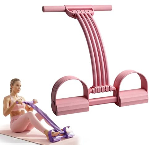 Widerstandsbänder mit Griff, 3-in-1 Multifunktions Expander, Fitnessbänder Fußzugband 8 Röhren Resistance Bands, Ganzkörpertrainer für Elastische Zugseil Leg Exerciser für Yoga Fitness (Rosa)