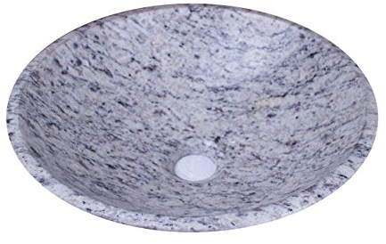 YUCHENGSTONE® Waschbecken Waschschale Steinwaschbecken 100% Naturstein, Aufsatzwaschbecken Handwaschbecken Marmor/Granit, rund, Durchmesser ca.33cm, Durchmesser Ablauf 4,5 cm