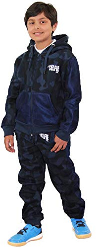 A2Z 4 Kids Tracksuit Boys Girls #Selfie Camouflage Activewear Print Hoodie Botom Jogging Suit Age 5 6 7 8 9 10 11 12 13 Years