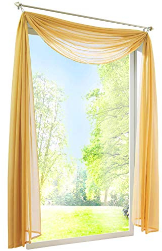 BAILEY JO 1er-Pack Querbehang Transparent Voile Freihanddeko Gardinen Schals (HxB 145x500cm, Gelb)