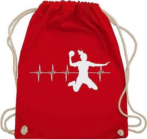 Turnbeutel Rucksack - WM 2023 Trikot Ersatz - Handball Herzschlag für Damen - Unisize - Rot - baumwolle beutel em stoffbeutel fans kinderturnbeutel fan geschenkebeutel geschenk bags geschenke