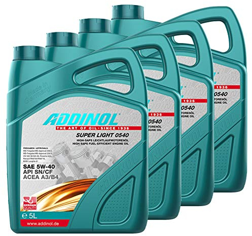 Addinol 4X Motoröl Motorenöl Motor Motoren Motor Oil Engine Oil Benzin Diesel 5W-40 Super Light 0540 5L 72097781
