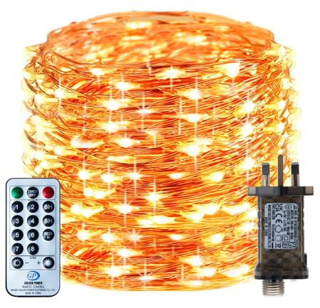 RcStarry Fairy Lights Plug in, 30M 300LED Copper Wire Fairy Lights Warm White, 99ft LED Fairy String Lights Mains Powered with Remote, Timer, 8 Modes, Memory, Waterproof for Indoor Outdoor Decor