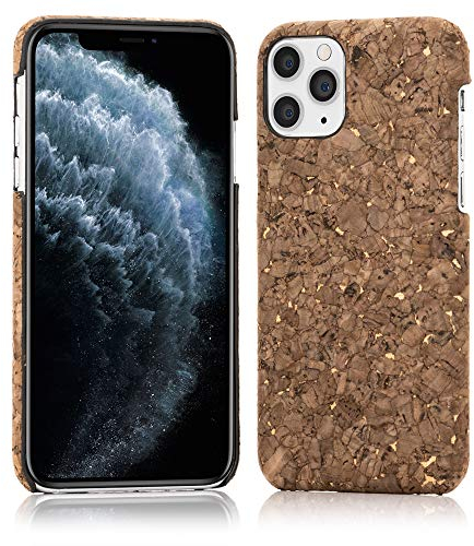 NALIA Kork Hülle kompatibel mit iPhone 11 Pro Max, Natur-Holz Hardcase Design Cover Muster Schutzhülle, Holzhülle Handy-Tasche Cork Phone Case Backcover Handyhülle Bumper, Motiv:Dark Cork