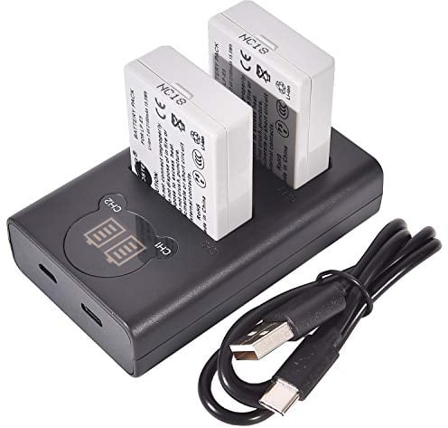 DSTE Battery Charger, 2x LP-E5 Replacement, 8.4V 2100mAh Li-ion, Dual USB Charger with LCD Display, Compatible with Canon EOS 450D 500D 1000D Kiss F X2 X3 Rebel XS XSi T1i Digital Camera