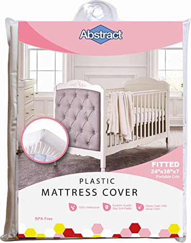 Abstrakte Wasserdichte Matratzenauflage,strapazierfähiges Vinyl Kunststoff Bettschutz Spannbetttuch 100 g/m² PVC BPA frei, bequem, pflegeleicht und zu reinigen für jedes Schlafzimmer 24x38x6 weiß