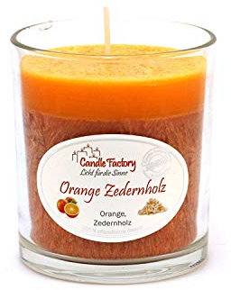 Candle Factory Party Light Duft Windlicht 100% Stearin Orange Zedernholz