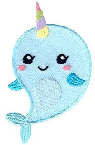 PatchMommy Narwal Patch Aufnäher Applikation zum Aufbügeln Bügelbild - für Kleidung Jeans Jacken Kinder Baby