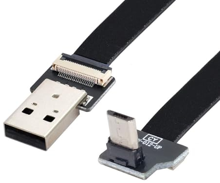 chenyang Câble plat micro USB 2.0 mâle vers micro USB mâle coudé à 90 degrés vers le haut - 1 m
