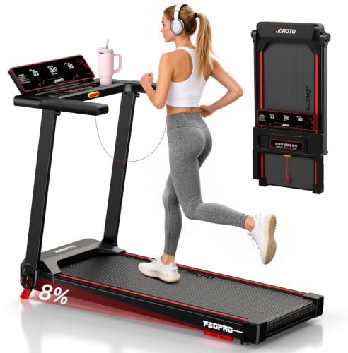 JOROTO Laufband für Zuhause Klappbar mit Steigung 8%, App-Kompatibel | Laufbänder bis 12 km/h, mit LED-Display, 2.75 HP,15 Programme, Walking Pad für Zuhause & Büro, bis130 kg (Schwarz)