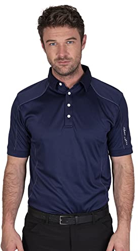 Island Green Mens Polo Shirt CoolPass Golf Pique Polos,Navy, L