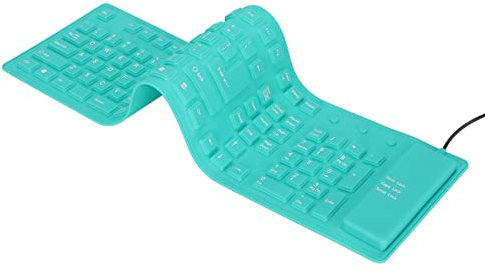 Dpofirs Tastiera Cablata USB Pieghevole, Tastiera Impermeabile Morbida in Silicone a 108 Tasti per PC Portatile, Tastiera Portatile Silenziosa(Verde)