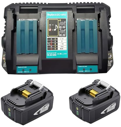 18V 5ah,2 Stück Replacement Battery BL1850B BL1850 mit 1 Stück 4A Doppel-Schnellladegerät Ersetzen akku für Makita DHR282Z DHR281Z DHR280Z DHR264Z DUC256CZ DUC252Z DUB361Z DUB362Z
