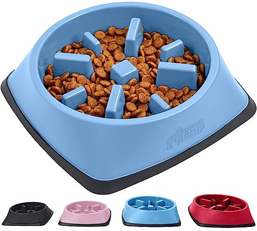 GORILLA GRIP Patent Pending Slow Feeder Dog Bowls, Interactive Puzzle Toy for Dogs and Cats Food Training, Keeps Pets Busy and Prevents Puppy Overeating, All Breeds, 100% BPA Free, 2 Cup, Light Blue