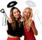 BOFUNX 4 Stücke Heiligenschein Engel Haarreif Set, Haarreifen Engel Weiß Schwarz + Engel Zauberstab für Halloween Karneval Kostüm Cosplay Party Outfit