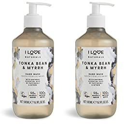 I Love Naturals Tonka Bean & Myrrh Hand Wash – Enriched with Natural Oils of Patchouli & Myrrh – Gently Cleanses & Refreshes – Nourishing, Moisturising Formula – Vegan & Cruelty-Free 2 x 500ml