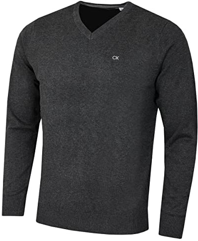Calvin Klein Mens 2026 V-Neck Soft Cotton Easy Care Golf Sweater