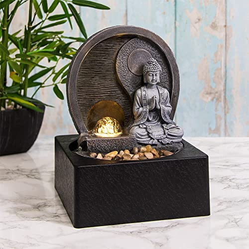 Buddha Water Fountain Light Tranquility Garden Decor Outdoor Indoor Home Office Decoration