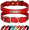 PET ARTIST Personalizado Collar de Perro de Cuero Genuino, Ligero y Suave Collar, 7 Hermosos Colores, Collar de Perro Durable para Cachorro y Perros pequeños, Rojo S
