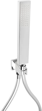 Kit Doccetta e Supporto 1 getto Quadrato Cromo in Ottone Mod. Set Quadrato Cromo