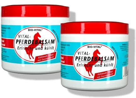 Original Pferdebalsam Erfrischt und kühlt, mit Eucalyptusöl, Pferdegel, Vital-Pferdebalsam erfrischt, entspannt und kühlt, Belebendes vitalisierendes kühledes Massage-Gel 1000 ml