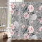 Hnmdmyi Floral Shower Curtain 180x180, Pink Grey Flower Shower Curtains Elegant Vintage Blossom Watercolor Roses Bathroom Curtains with Hooks Waterproof Polyester Fabric Washable Bath Curtains
