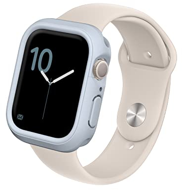 RhinoShield Bumper Case kompatibel mit Apple Watch Serie 9/8 / 7 [45mm] | CrashGuard NX - Stoßdämpfende Schutzhülle im schlanken Design, rutschfest - Silbergrau