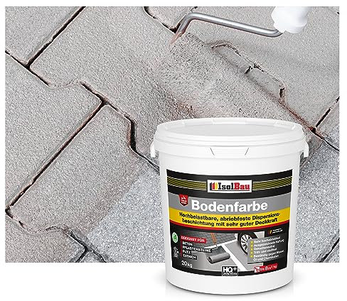 Isolbau Bodenfarbe - 20 kg - Boden- und Betonfarbe für Keller, Garage, Werkstatt - Wasserfeste Bodenbeschichtung für innen & außen - Steingrau (RAL)