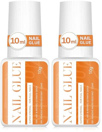 2 * 10g False Nail Glue Extra Strong,Easy to Apply to Nails,Press On Nails,Quick-Drying,Broken Nail Repair,Durable and Long Lasting Press on Nails