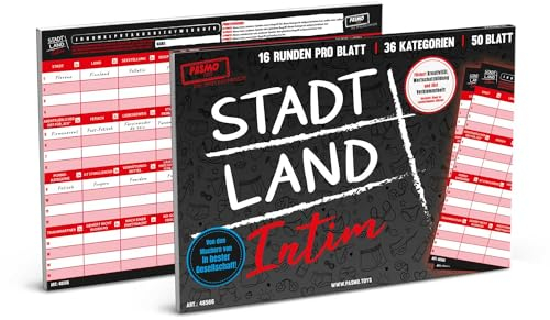 Pasmo - Stadt Land Intim A4 Gesellschaftsspiel Sonderedition Partyspiel mit lustigen Kategorien, Partyspaß für Erwachsene