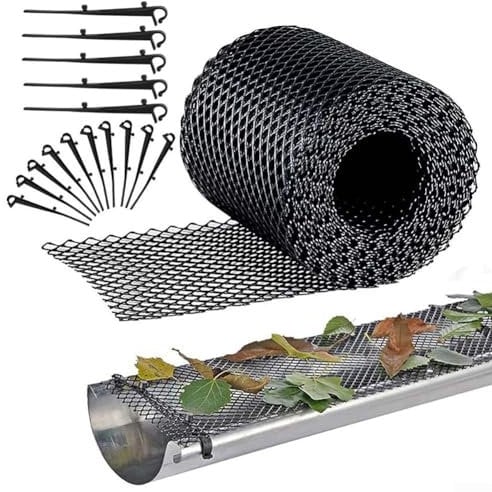 Rete di protezione per grondaie, protezione per grondaie, protezione dalle foglie per bloccare i rifiuti, prevenzione delle foglie, 15 cm x 6 m
