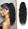 FESHFEN Schwarz Pferdeschwanz Haarteil mit Kordelzug, 45 cm Wellen Zopf Pferdeschwanz Verlängerung Aus Schwarz Haare Extension Synthetik Lang Wellig Haarverlängerung Ponytail für Damen Frauen