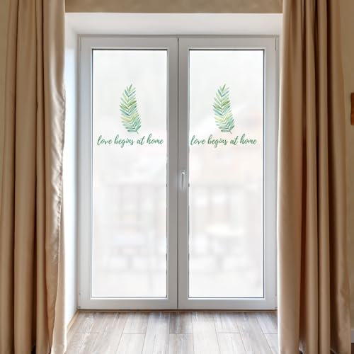 Vinilos para Cristales Estampado Hoja Verde Vinilo Adhesivo Cristal Vinilo Ventana Protector Privacidad Vinilo para Ventanas Bano Cocina Oficina Vinilos Adhesivos para Cristales 3P/60x116cm