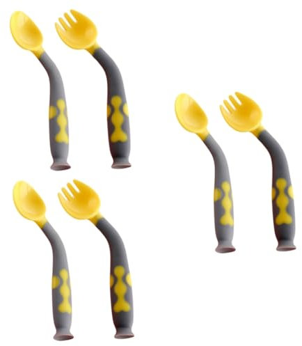 ibasenice 3sätze Babylöffel Und Set Biegsame Esshilfen Für Lebensmittelechtes Material Für Selbstständiges Drehbar Und Temperaturbeständig