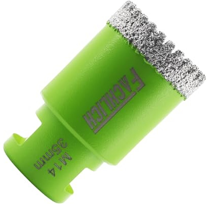 Forets Carrelage Diamant 35mm - FACHLICH Brasé Sous Vide et Trépans avec Filetage M14 pour Perçage à sec en Porcelaine Carrelage Granit Marbre