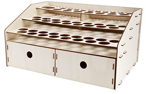 Knadgbft DIY Wooden Organizer Paint Bottles Display Rack Brushes Holder Stand Storage Model Tool