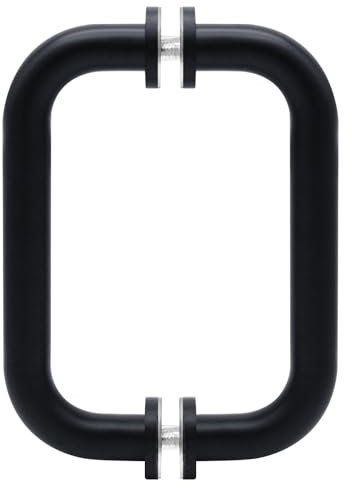 Royalty Glass Shower Door Handle – 8” Back to Back Tubular Shower Door Handles Replacement for Frameless Shower Door - 304 Stainless Steel Shower Glass Door Handle with Trim Washers (Matte Black)