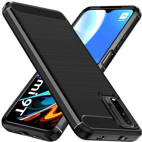 ivoler Funda para Xiaomi Redmi 9T, [Protección Militar] Carcasa Protectora Antigolpes, Fina Suave TPU Silicona Caso Delgada Anti-Choques Antihuellas Bumper Case, Negro