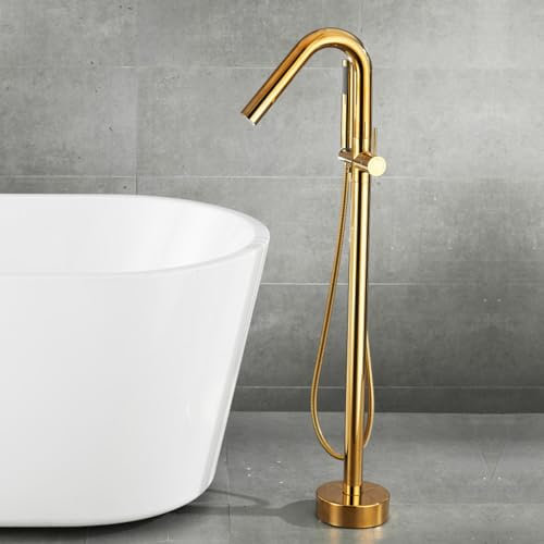 XJTNLB Robinet de Baignoire Ilot Robinet Rotatif Robinetterie Salle de Bain Douche Mitigeur Monocommande Baignoire en Laiton,Doré,A