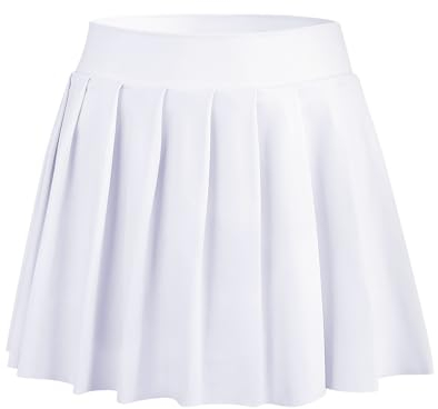 Bezioner Mädchen Tennisrock,Faltenrock mit Taschen Innenhose,Golf Skorts Plissierte Skater Sportrock Kinder Minirock Schuluniform Weiß M(6-7 Jahre,110–120 cm)