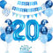 20. Geburtstag Deko Blau, Luftballon 20. Blaue, Geburtstagsdeko 20 Jahr, Junge 20 jahre Luftballon deko Blau, Zahl 20 Helium Luftballons Tortendeko Blau Weiß Ballons für Geburtstag Party Deko