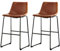 SURFOU Barhocker mit lehne 2er Set, Barstuhl, Küchenhocker mit Metallgestell, Kunstleder, Vintagebraun, Mid-Century-Modern-Stil, 76 cm hoch, Hausbar, Küche, Esszimmer, Einfache Montage