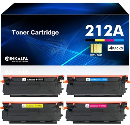 inkalfa Mit Chip Kompatibel für HP 212A 212X W2120A W2120X W2121A W2122A W2123A Color LaserJet Enterprise M554dn M555dn M555x Flow MFP M578dn M578f M578c M578z (Schwarz Cyan Gelb Magenta, 4-Pack)