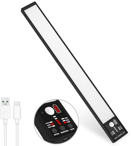 YELKO Motion Sensor Cabinet Light, 3200mAh 15.8inch Under Cabinet Lighting Battery Operated, 116LEDs Rechargeable led Lights for Kitchen cabinets,Cordless Dimmable Under Counter Lights